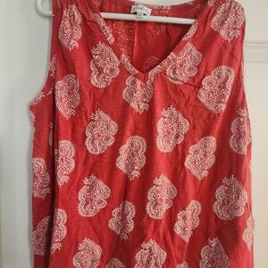Wonderly Red and White Paisley Tank Top